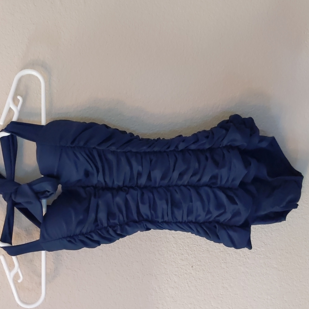 Unique Vintage retro navy blue swimsuit
